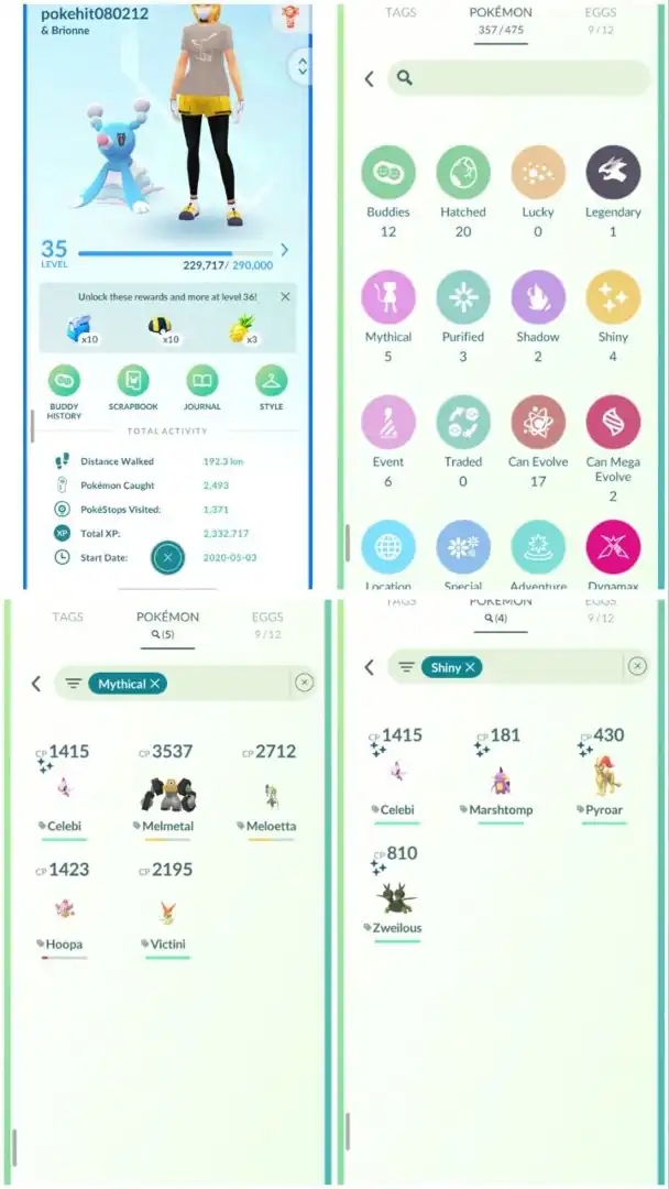 R26 | Level35 | 1 Legendary | Cosmong | Shiny Celebi | Melmetal | 4 Shiny | 2020 Account | Rare Account - Global
