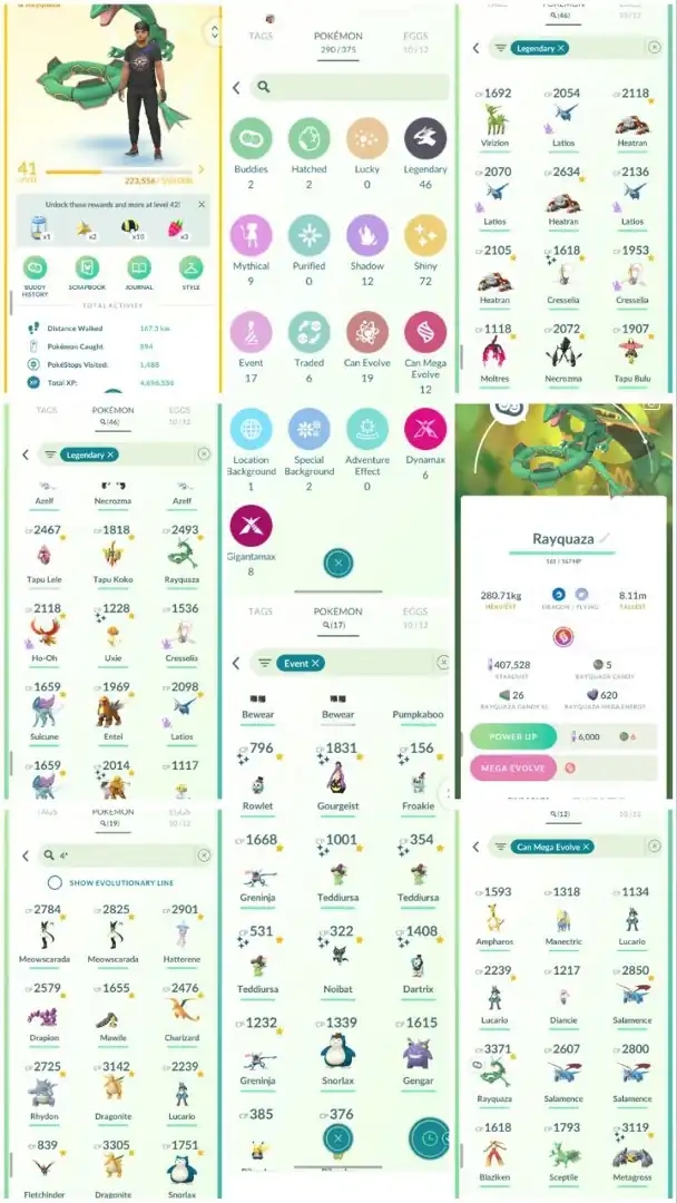 DB1 | Level41 | 46 Legendary | 72 Shiny | 3 Shiny Legend | 19 Hundo | Mega Rayquaza | Mega Hundo Lucario | Galar Moltress | 17 Costume | - Global