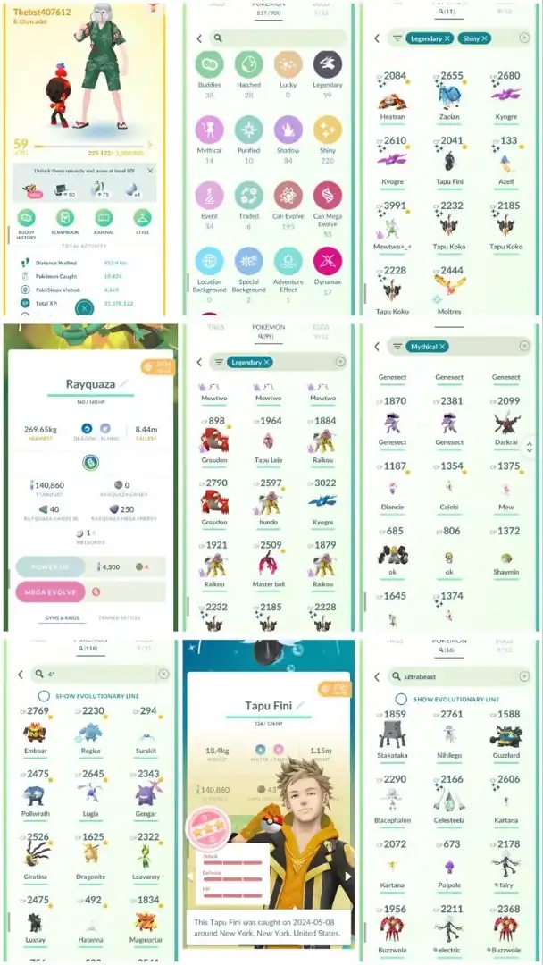 DA3 | Level59 | 99 Legendary | 220 Shiny | 11 Shiny Legend | Shadow Shiny Mewtwo | Mega Rayquaza | Shundo TapuFini | Hundo Lugia | - Global