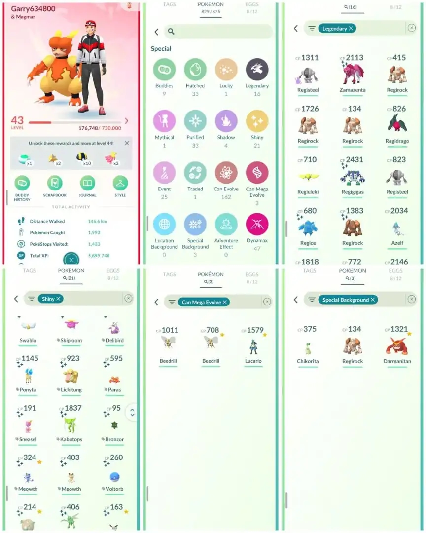 DA2 | Level43 | 16 Legendary | 21 Shiny | 4 Shiny Legend | Shiny Zamazenta | Mega Lucario | Rare Shines | Stacked Account - Global