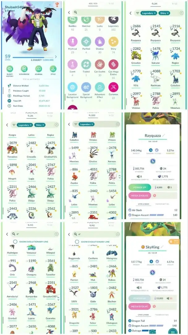 D7 | Level59 | 102 Legendary | 74 Shiny | 29 Shiny Legend  | 3 Shiny Rayquaza | Shiny Mewtwo | 92 Hundo | Shiny Groudon | Shiny Lugia | - Global