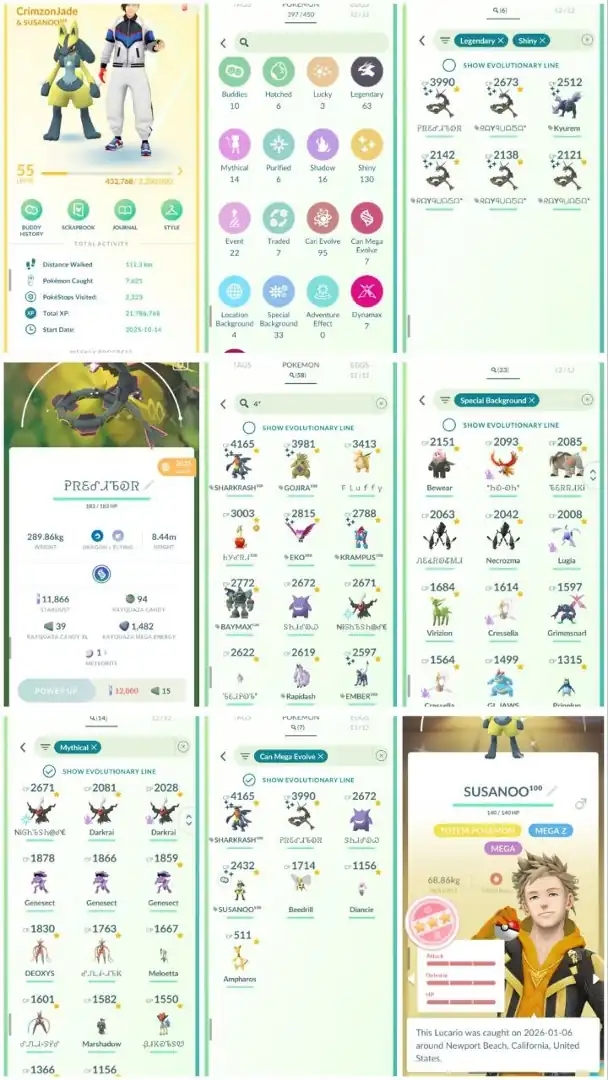R140 | Level55 | 63 Legendary | 130 Shiny Legend | 5 Shiny Rayquaza Tradable | Shiny Kyurem Tradable | Shundo Mega Lucario | - Global
