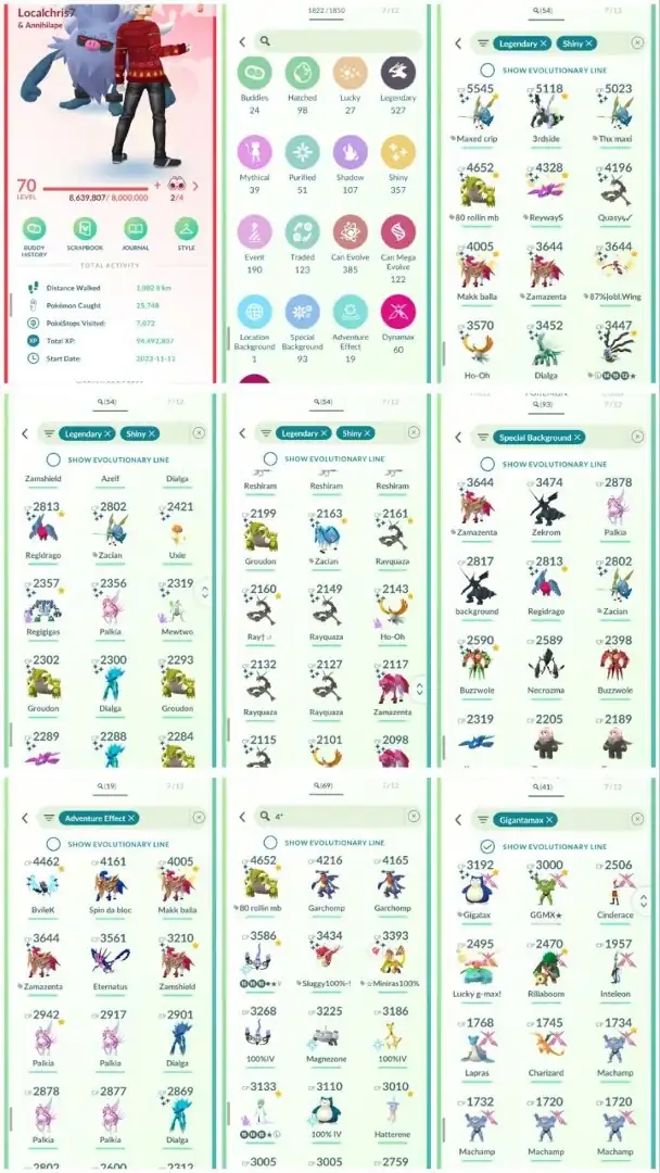 R141 | Level70 | 527 Legendary | 357 Shiny | 54 Shiny Legend | Ultra Rare Shundo Mega Groudon | Special Background Shiny Sword Zacian | - Global
