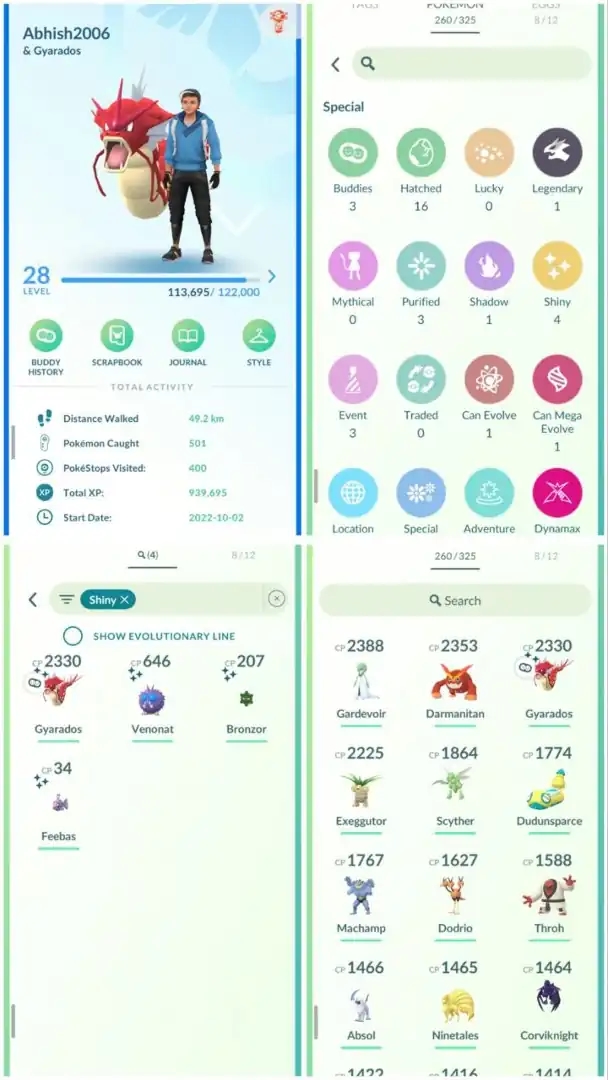 R146 | Level28 | 1 Legendary | 4 Shiny | Shiny Gyarados | Mini Account - Global
