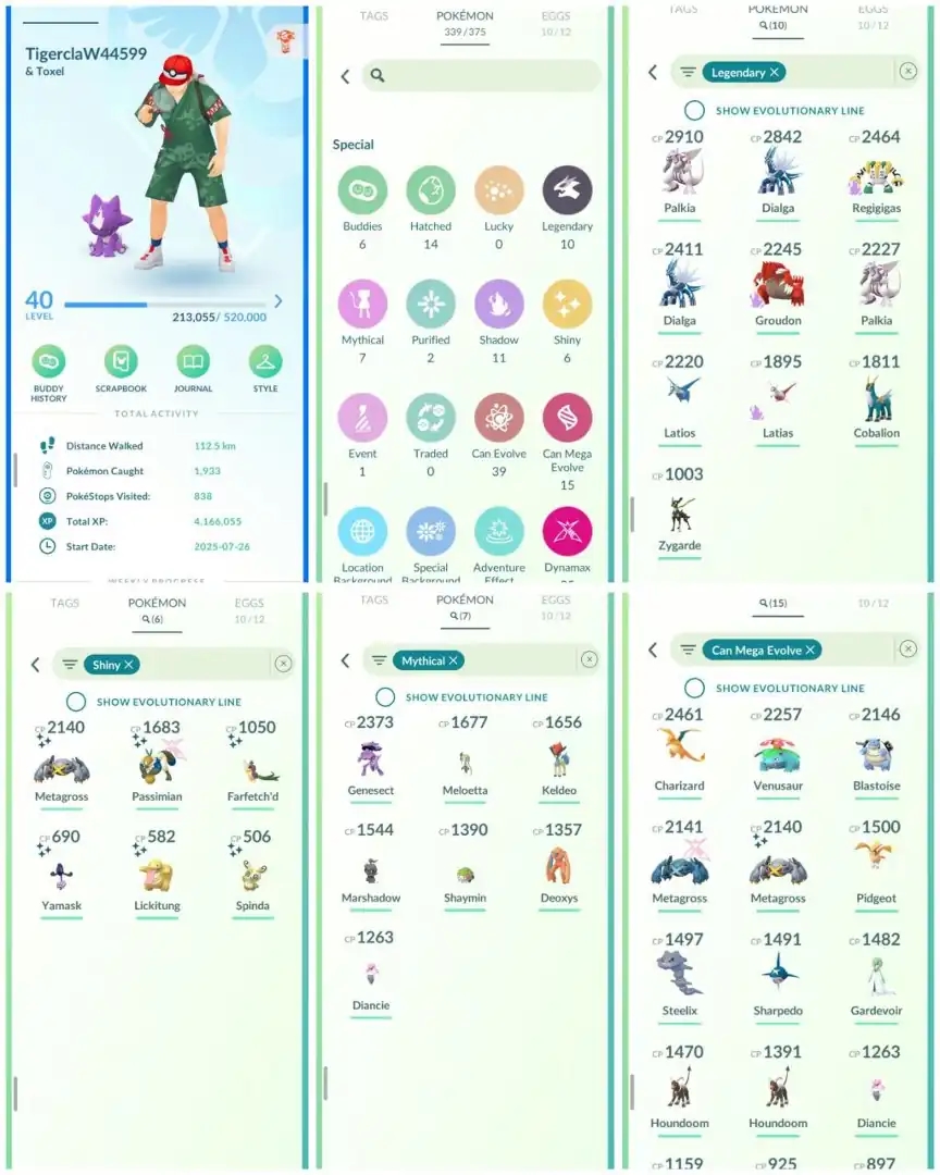 VJ3 | Level40 | 10 Legendary | 6 Shiny | 1 Shiny Dmax | Groudon | Marshadow | Keldeo | Toxel | Mini Account - Global