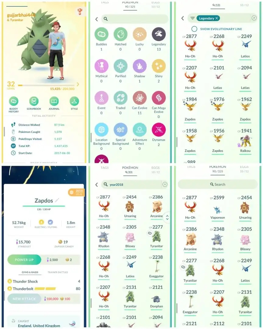 VJ8 | Level32 | 13 Legendary | 2 Shiny | Guaranteed Lucky Trade Shiny Zapdos Year2018 | 33 Year2018 Pokemons | Rare Deal - Global