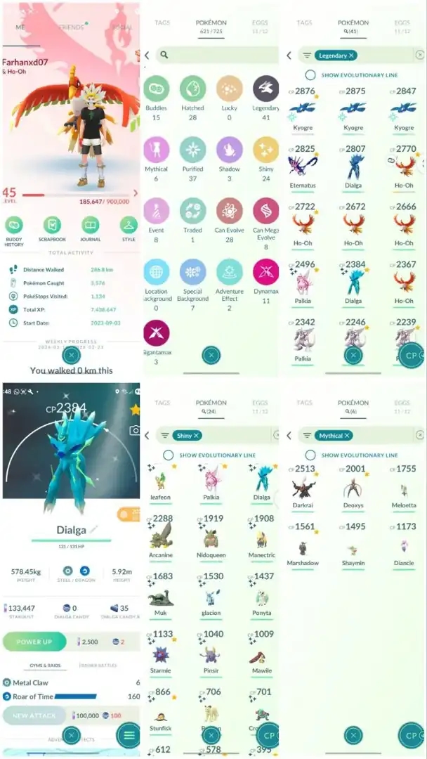 VJ11 | Level45 | 41 Legendary | 24 Shiny | Rare ROT Shiny Dailga Tradable Pokeball | Marshadow | 7 Special Background | Eternatus | Shiny Palkia | - Global