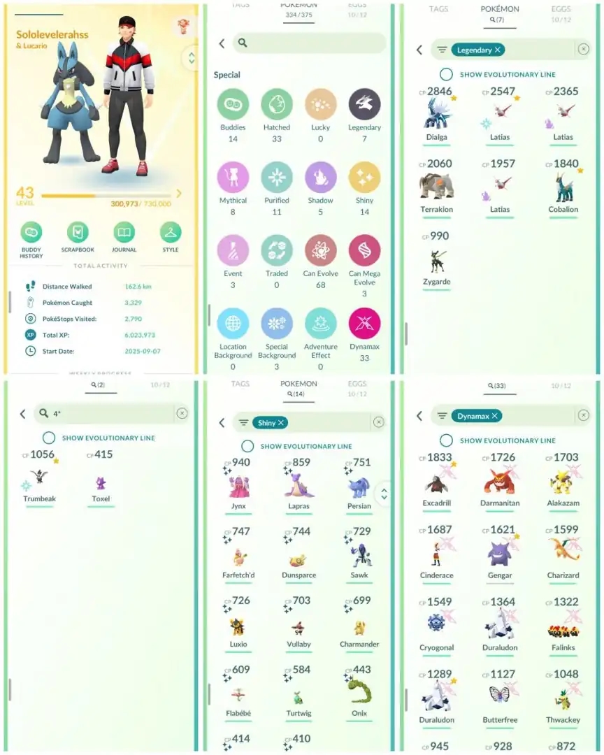 VJ12 | Level43 | 7 Legendary | 14 Shiny | Shiny Lapras | Hundo Toxel | Shiny Onix | 33 Dmax | Dailga | Latias | Best For Trades - Global