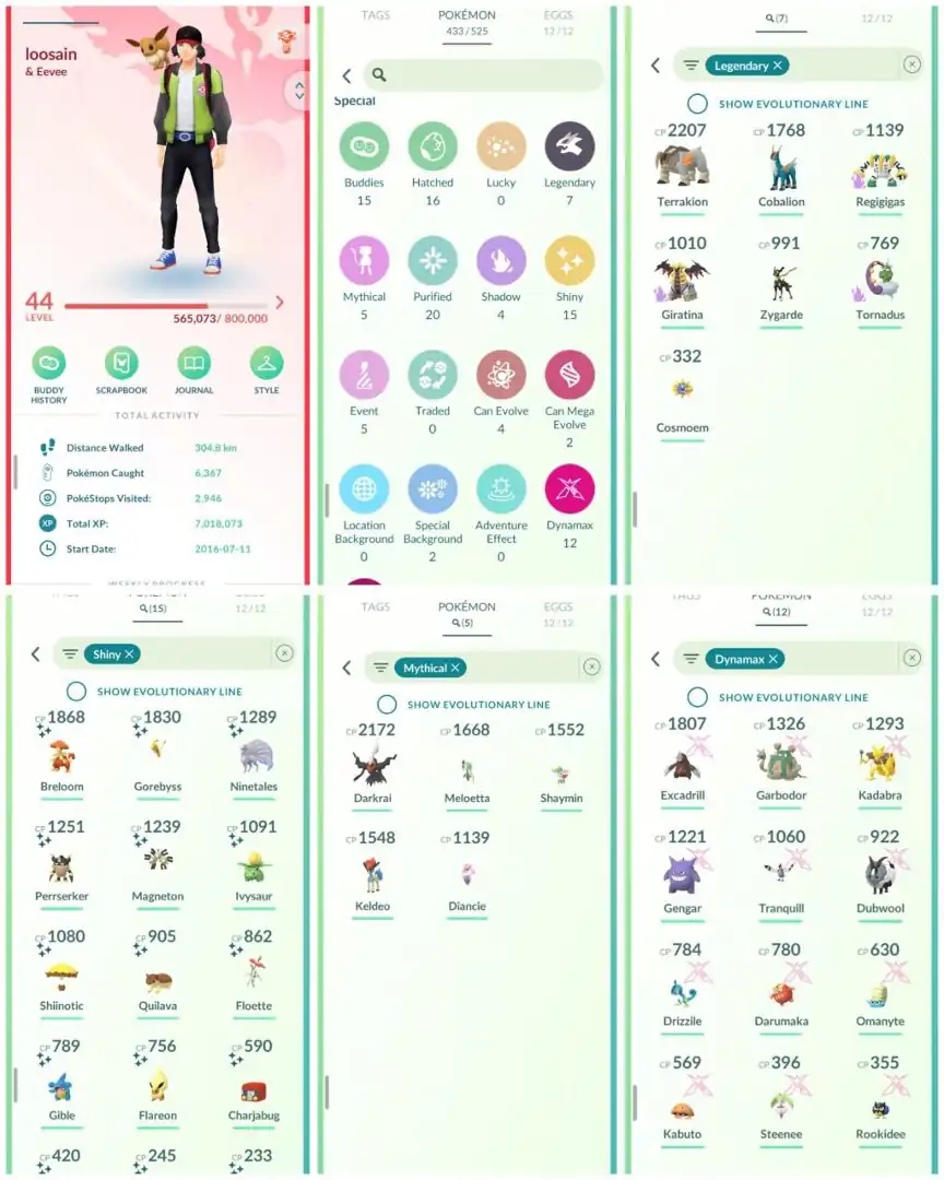 VJ14 | Level44 | 7 Legendary | 15 Shiny | Cosmeom | Dmax Gengar | Darkrai | Keldeo | Mini Account - Global