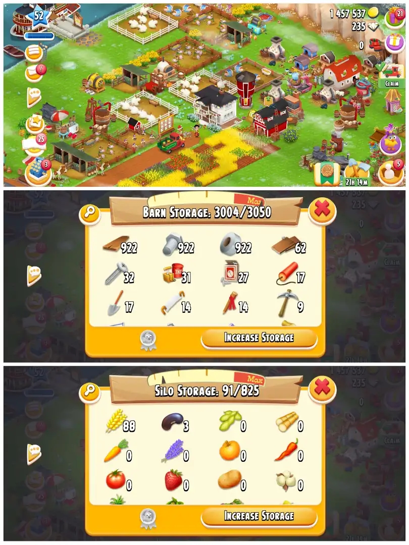 LEVEL 51 | 3000 BARN & 800 SILO | FULLY FILLED LAND TOOLS | 1.4M COINS & 235 DIAMONDS | FULLY STACKED | FULL ACCESS | IOS/ANDROID - Global