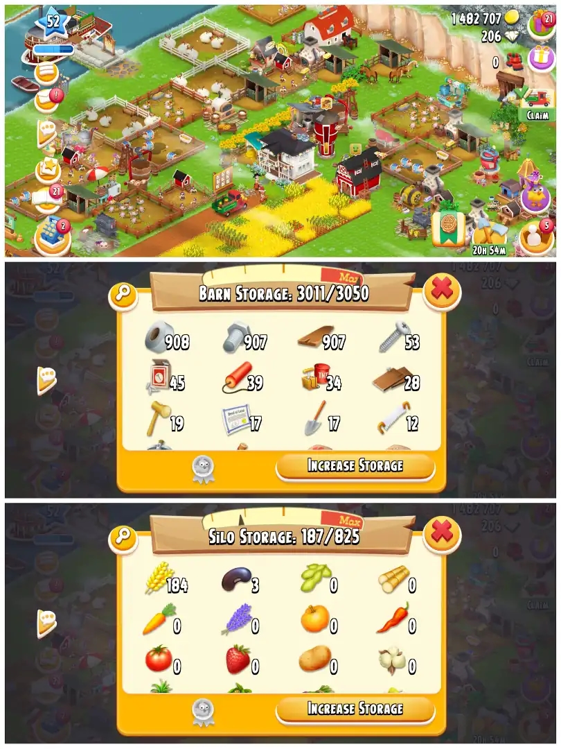 LEVEL 51 | 3000 BARN & 800 SILO | FULLY FILLED LAND TOOLS | 1.4M COINS & 206 DIAMONDS | FULLY STACKED | FULL ACCESS | IOS/ANDROID - Global
