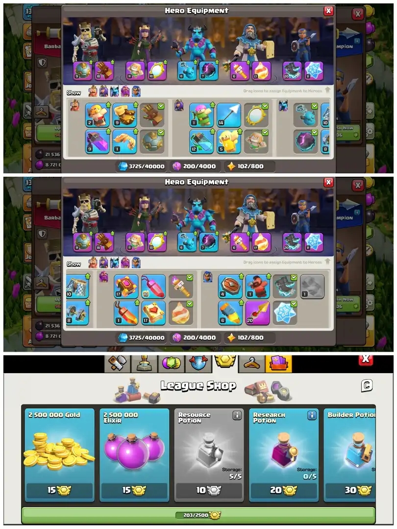 TH16 Walls Fully Maxed Out | 9 Epic Equipments | High Level Heroes & Troops | Stacked Magic Items + 200 CWL Medals | Android/iOS - Global