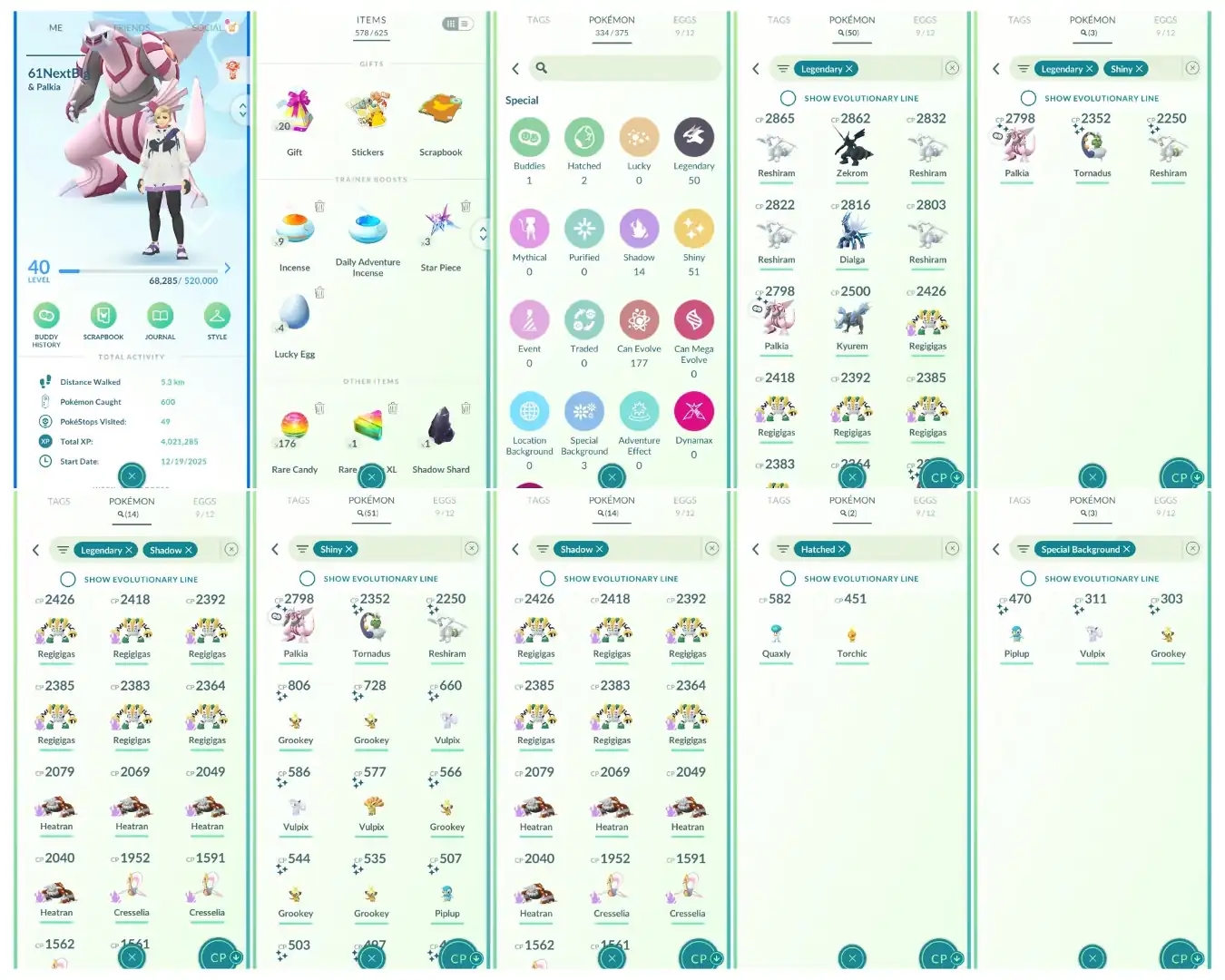 Level 40 🔥 50 Legendary 🔥 51 Shiny 🔥 3 Shiny Legendary 🔥 Palkia Tornadus Reshiram 🔥 14 Shadow Legendary 🔥 All Tradable - Global