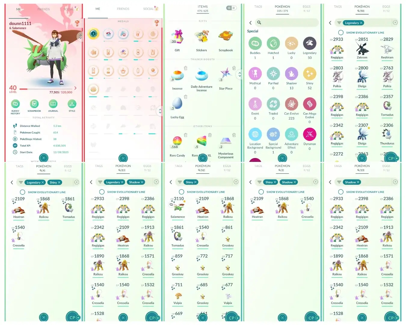 Level 40 | 50 Legendary : 52 Shiny | 4 Shiny Legendary : 3 Shiny Shadow | 13 Shadow Legendary : Perfect iV100 Dialga | All Tradable - Global