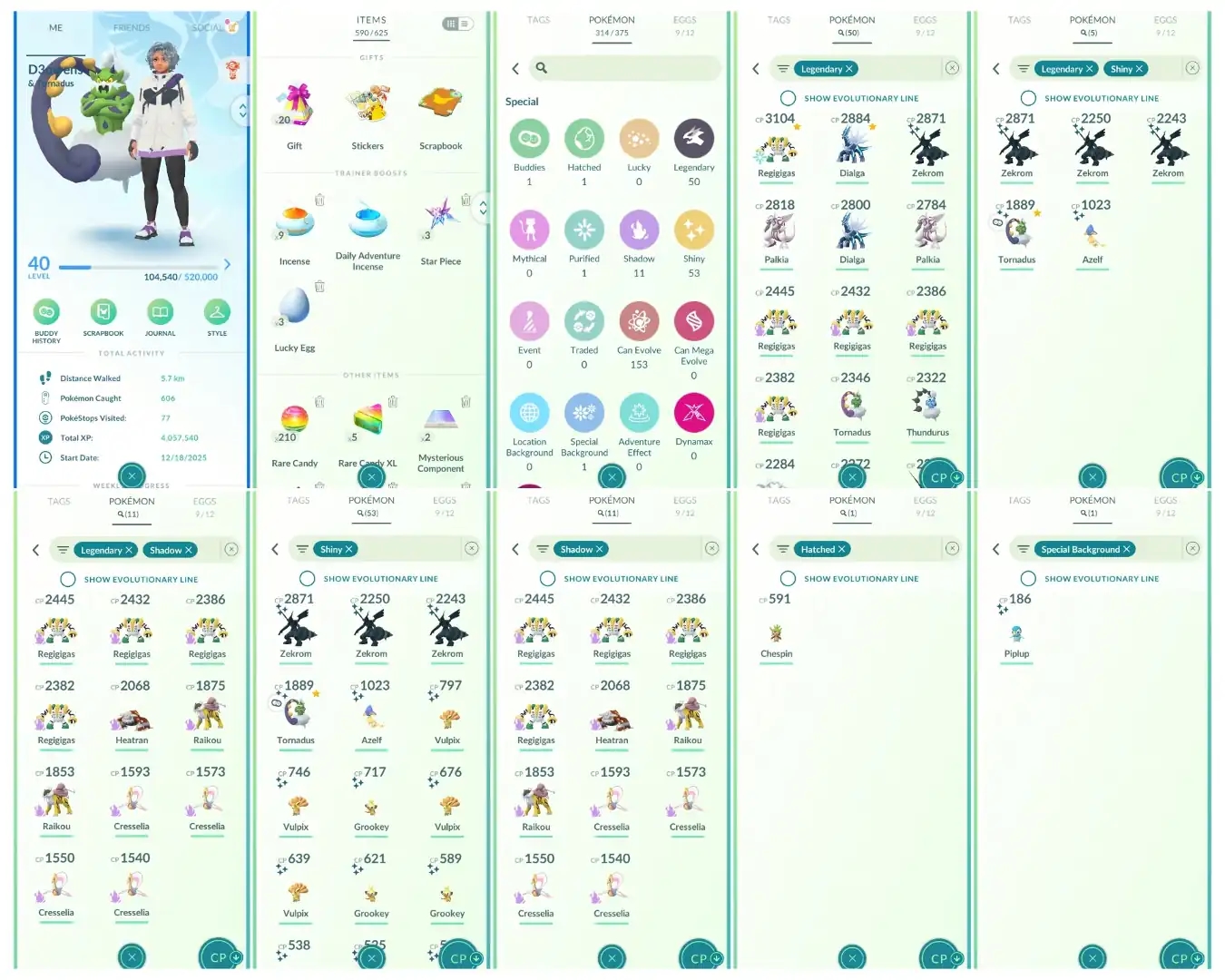 Level 40 | 50 Legendary : 53 Shiny | 5 Shiny Legendary : 2 Perfect iV100 | 11 Shadow Legendary : High CP Pokemons | All Tradable - Global