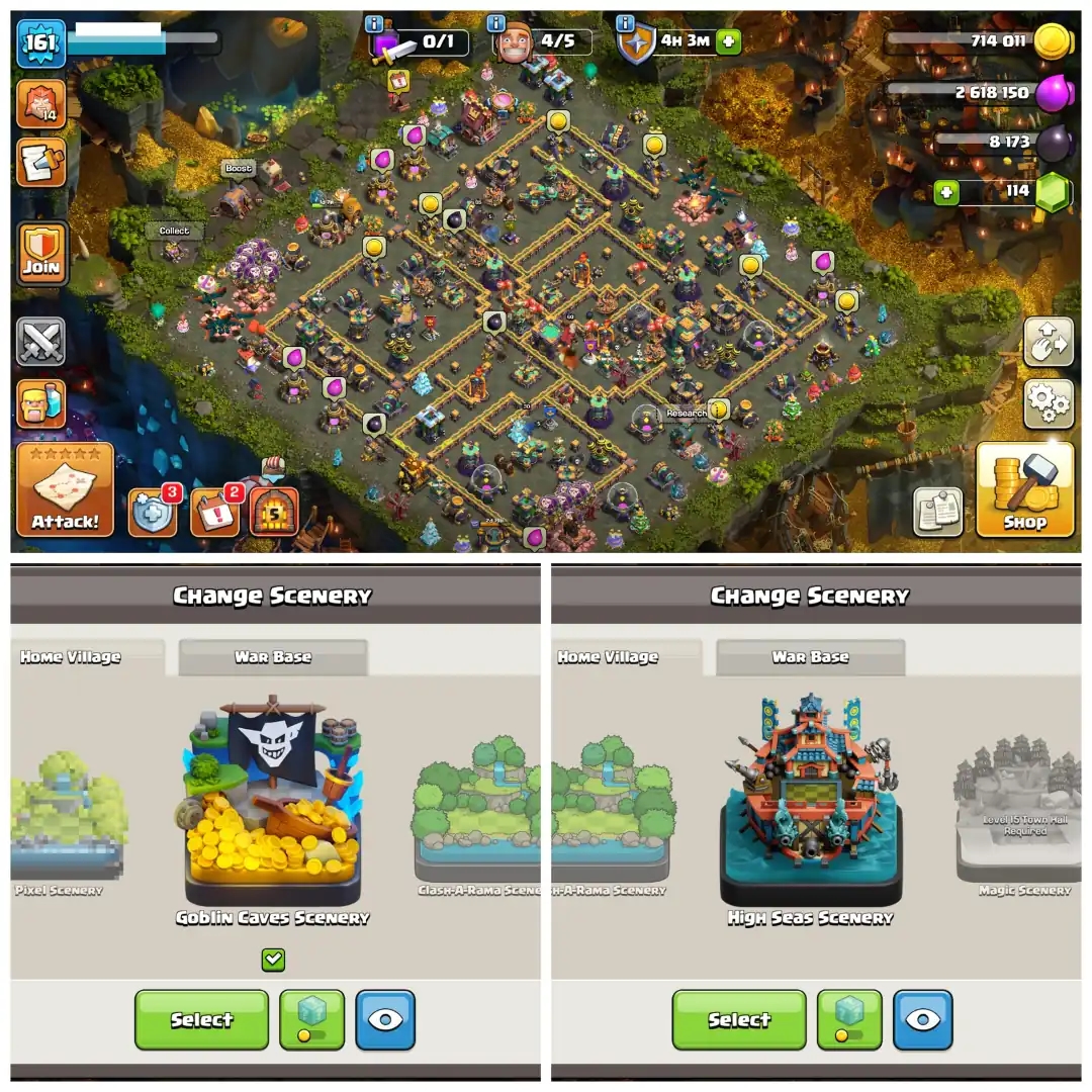 ☘️ TH14 MAX ACCOUNT ☘️ 2 SCENERIES ☘️ RARE HIGH SEAS ☘️ MAX HEROES ☘️ 9 HERO SKINS ☘️ 3 EPIC EQUIPMENTS ☘️ 560 STARRY ORES ☘️ - Global