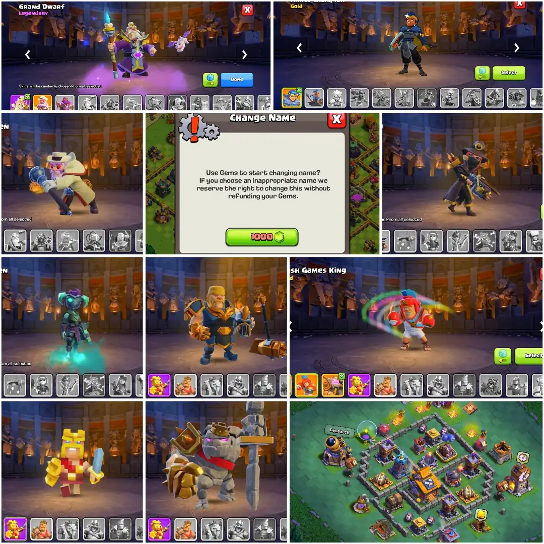 [NOTHING LEFT] TH14 FULL MAX | PAID SCENERY | 1300+ CWL MEDALS | HEROES: 85-85-60-60-30 | 10 EPIC AVL | XP-199 | 100% MAX | 9X SKIN | FULL ACCESS - Global
