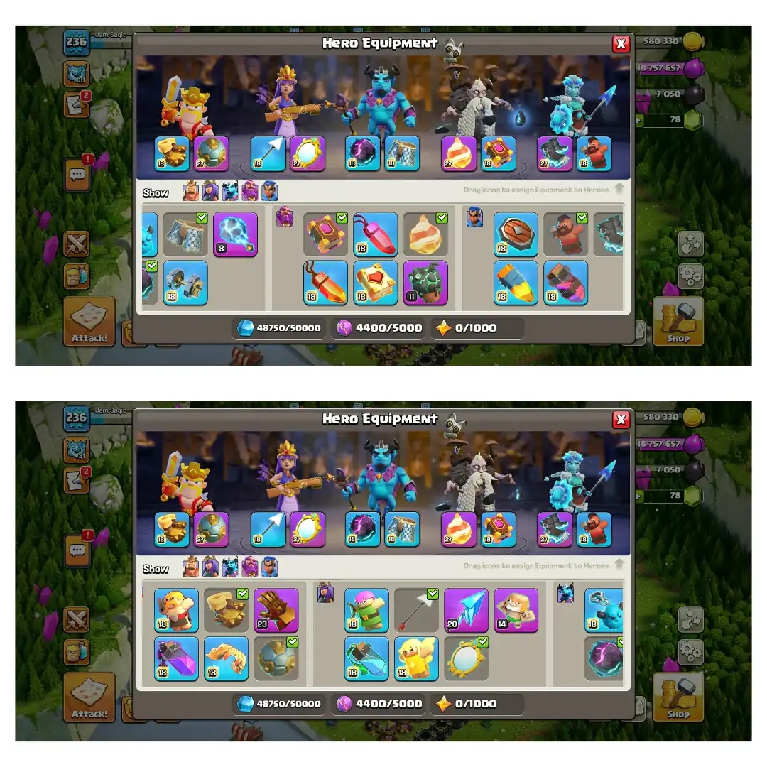 [Very Top Deal] Th18 Near Max ➺Hero:105-105-80-80-55 ➺Full Max Army ➺125 Walls Max ➺5 Epic Max ➺1856WS ➺Max BH10 | Full Access - Global