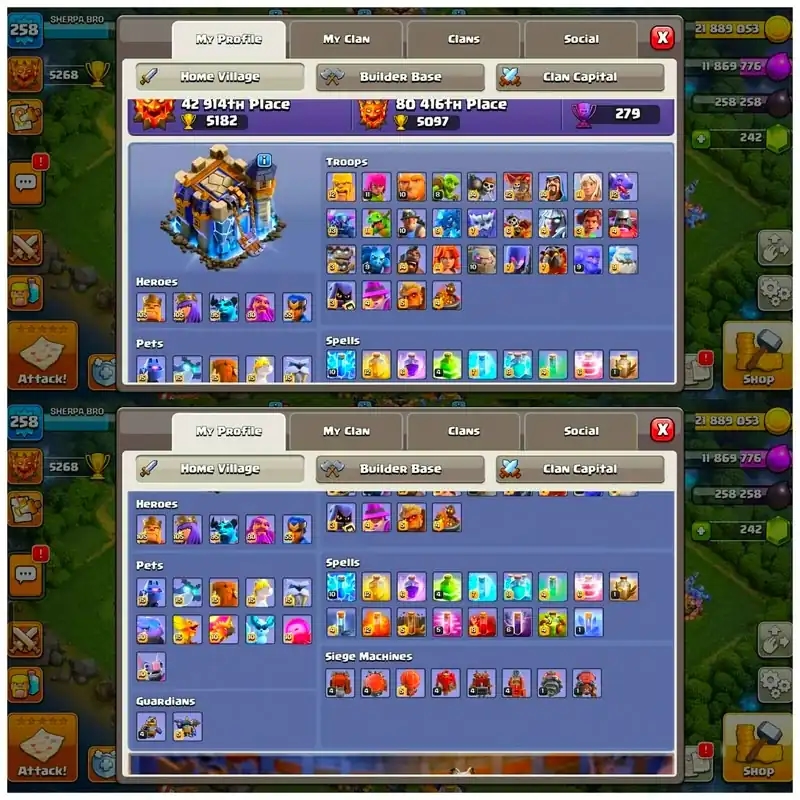 [14 Epic Equipment]➤➤Th18 5 Hero Max➤➤Wall Max➤➤Gurdians Max➤➤773 Cwl Medals➤➤Exp:258➤➤6 Epic Max [Full Access] - Global