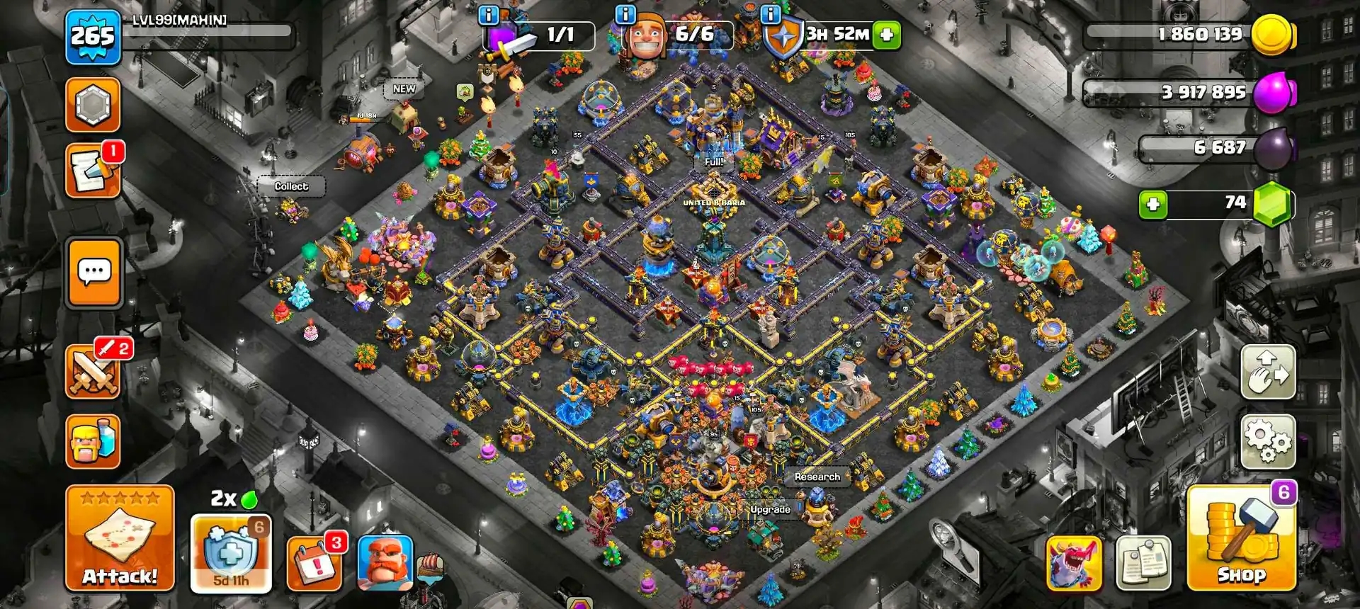 [Dark Days Set] Th18 Almost Max | 200 Wall Max | 5 Hero Max | 2016-2025 X Mas Tree |  5 Epic Max | Xp-265 | B.B Full Max | 4492 Ws | Full Access - Global