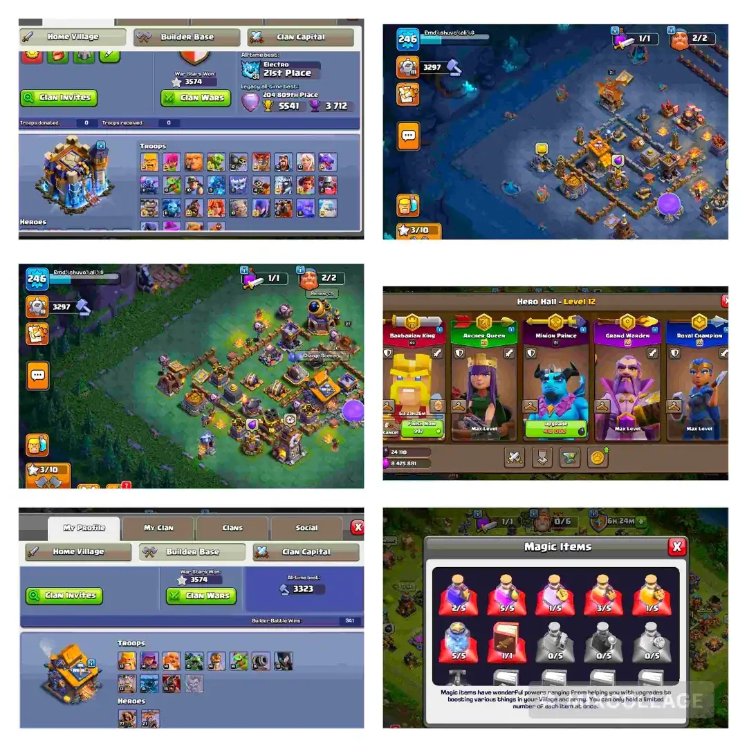 [Best Offer] Th18 Max type | Heros 105 105 91 80 55 | Wall Max | Epic Max | War star 3566 | Nice profile | Xp 245 | 2000 Gems | Full access - Global