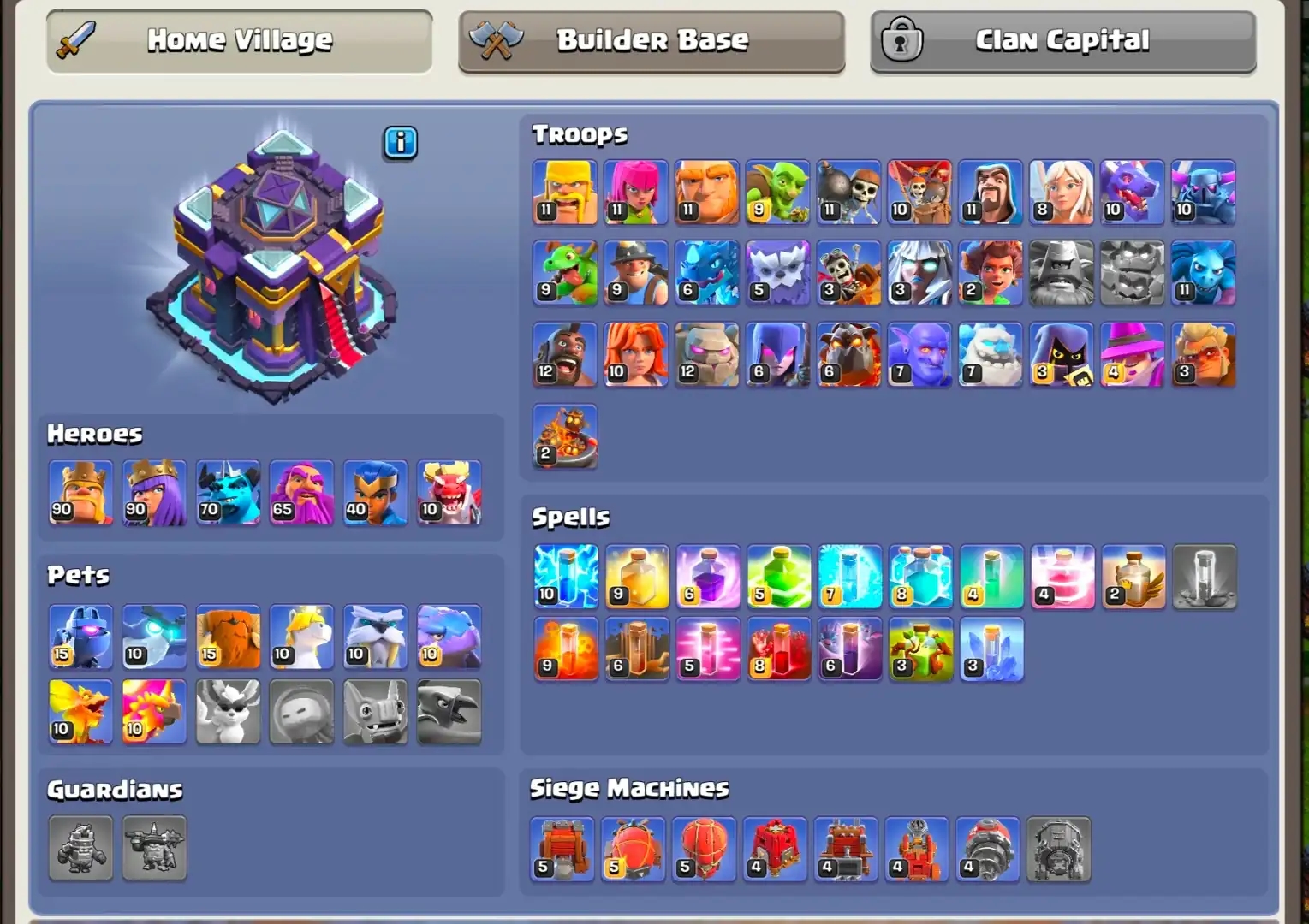 [NC FREE] TH15 FULL MAX | NOTHING LEFT | 100% MAX | HEROES: 90-90-70-65-40-10 | 6 BUILDER | EVERYTHING MAX OUT | MAX EPIC | FULL ACCESS | HERO SKIN - Global