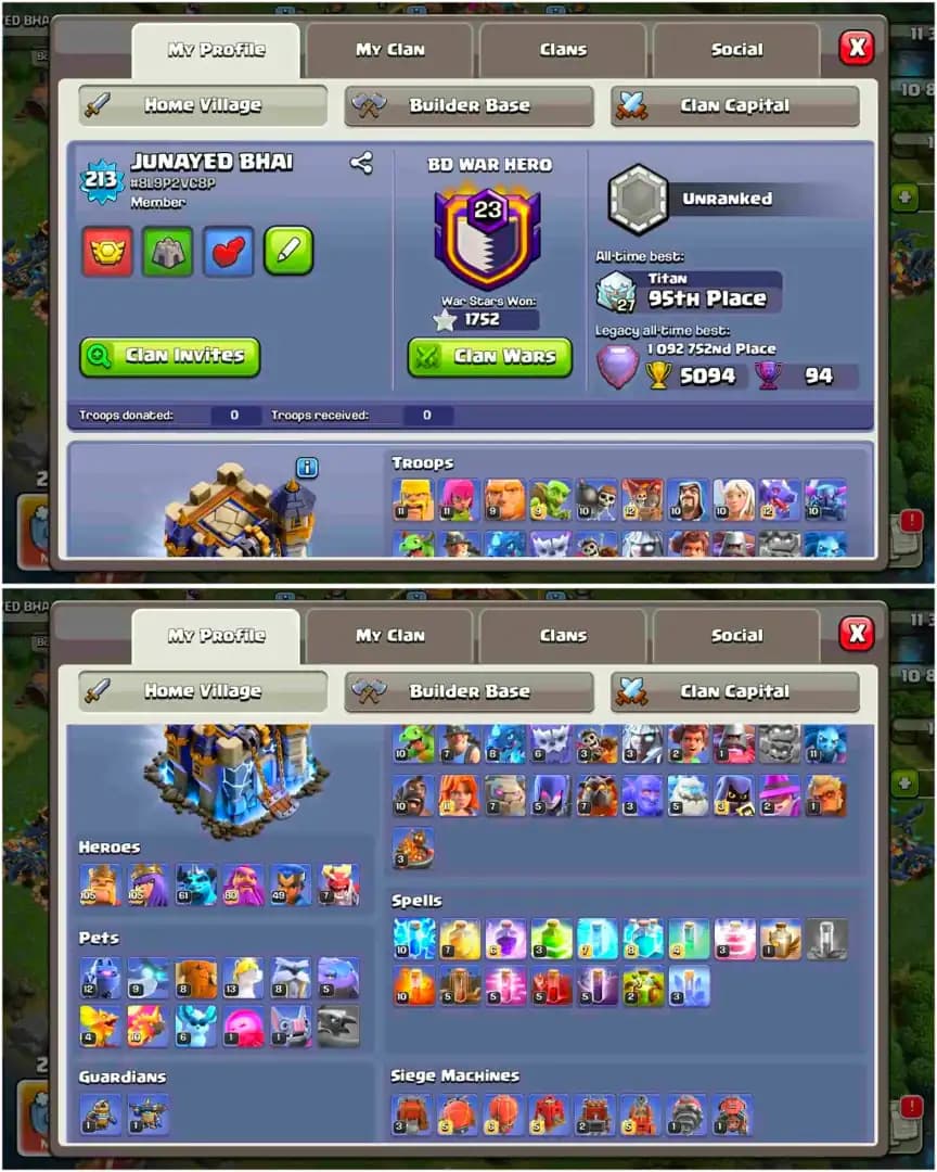 [BEST DEAL] TH18 NEAR MAX/TH17 MAXED | 3 HERO MAX | GD DFC | GOOD EPIC | NC 1500 | XP-213 | 1752 WS | GD TROOPS | WALL TH17 MAXED | FULL ACCESS