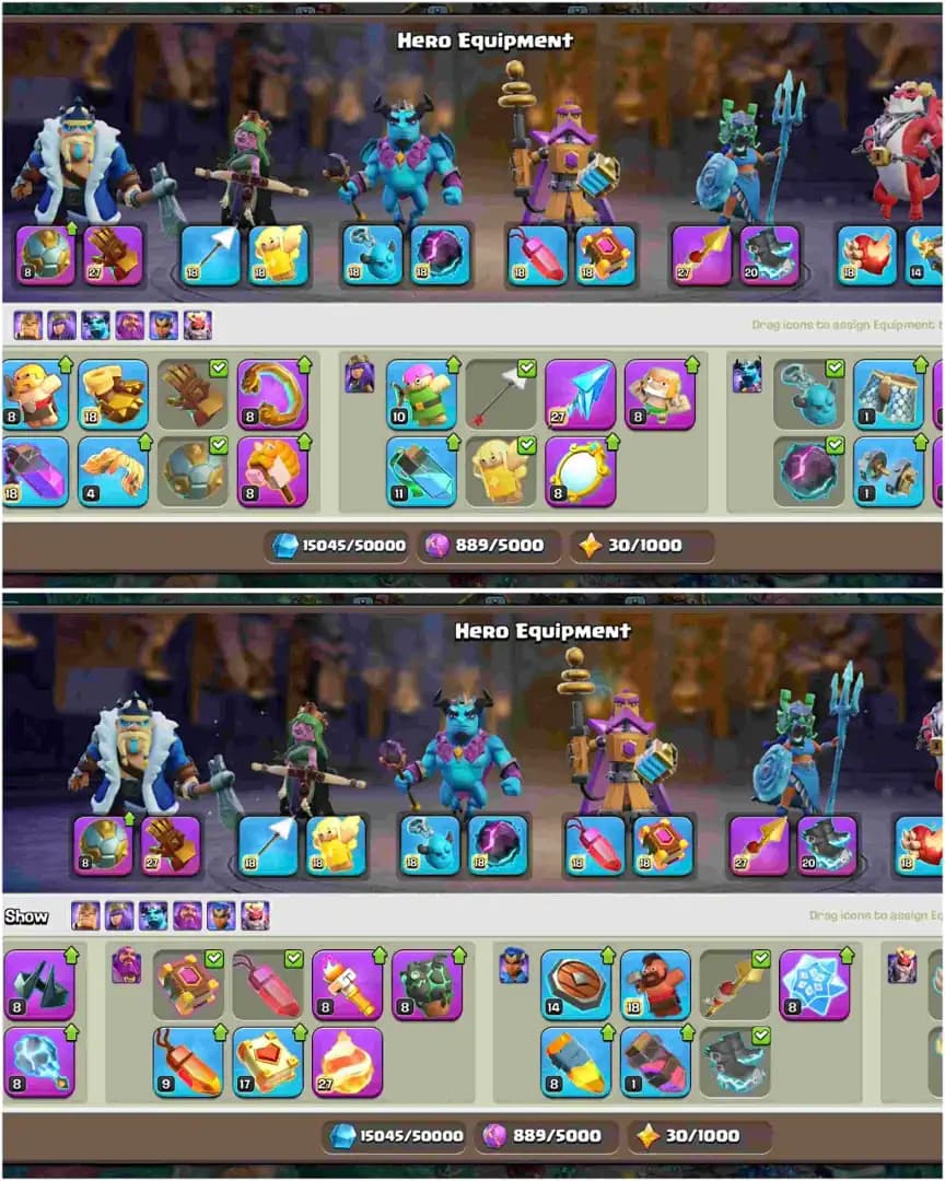 [WOW DEAL] TH18 NEAR MAX | MAX WALL | 4 HERO MAX | 3 EPIC MAX | MAX TYPE TROOPS | NC 500 | XP-213 | PAID SCENERY | FULL ACCESS | HERO SKIN