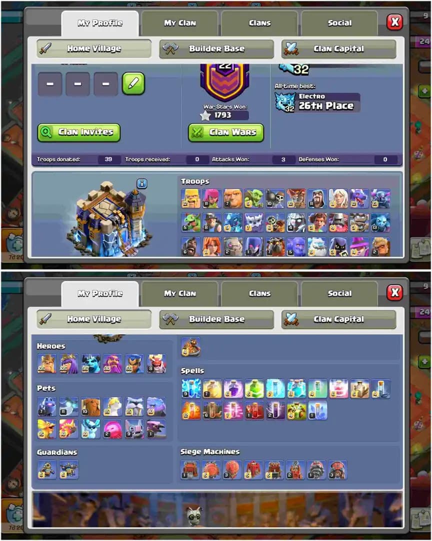 [SUPER BEST DEAL] TH18 ALMOST MAX | 5 HERO MAX | 7 EPIC MAX | NC FREE | MAX WALL & DFC | TOY SCENERY | XP-213 | OP TROOPS | FULL ACCESS