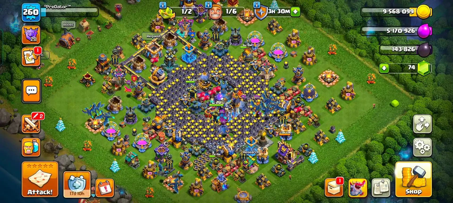 [WOW DEAL] TH18 ALMOST MAX | 5 HERO MAX | 6 EPIC MAX | NC 500 | BH 100% MAX | MAX DFC+WALL | DARGON STATUE | 4288 WS | XP-260 | FULL ACCESS