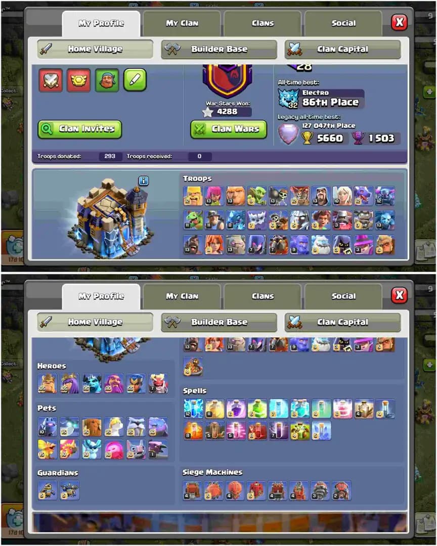 [WOW DEAL] TH18 ALMOST MAX | 5 HERO MAX | 6 EPIC MAX | NC 500 | BH 100% MAX | MAX DFC+WALL | DARGON STATUE | 4288 WS | XP-260 | FULL ACCESS