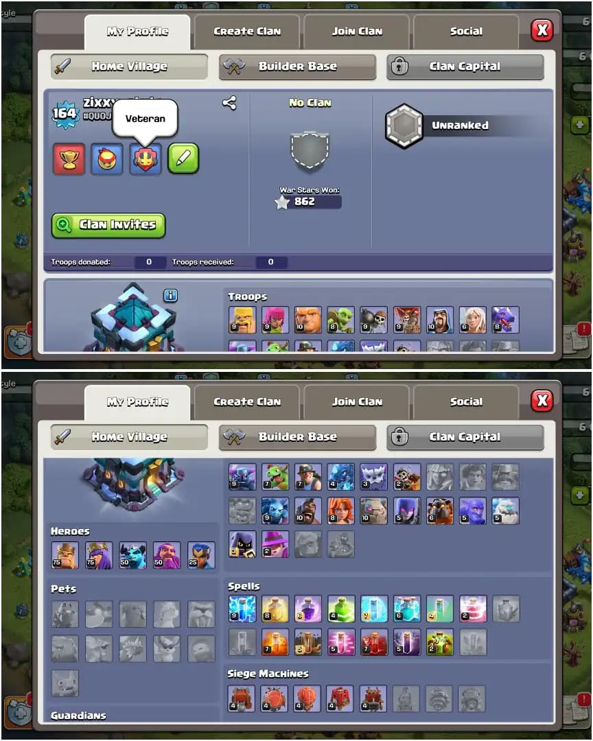 200% MAX |NOTHING LEFT| TH13 FULL MAX ➤ALL EPIC HIGH ➤HEROES: 75-75-50-50-25 ➤NC YES ➤862 WS ➤6B ➤XP-165 | EMAIL CHANGE AVAILABLE