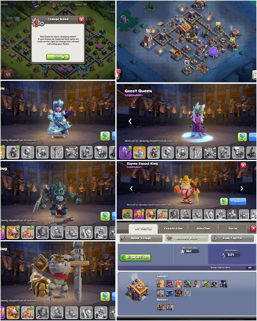 200% MAX |NOTHING LEFT| TH13 FULL MAX ➤ALL EPIC HIGH ➤HEROES: 75-75-50-50-25 ➤NC YES ➤862 WS ➤6B ➤XP-165 | EMAIL CHANGE AVAILABLE