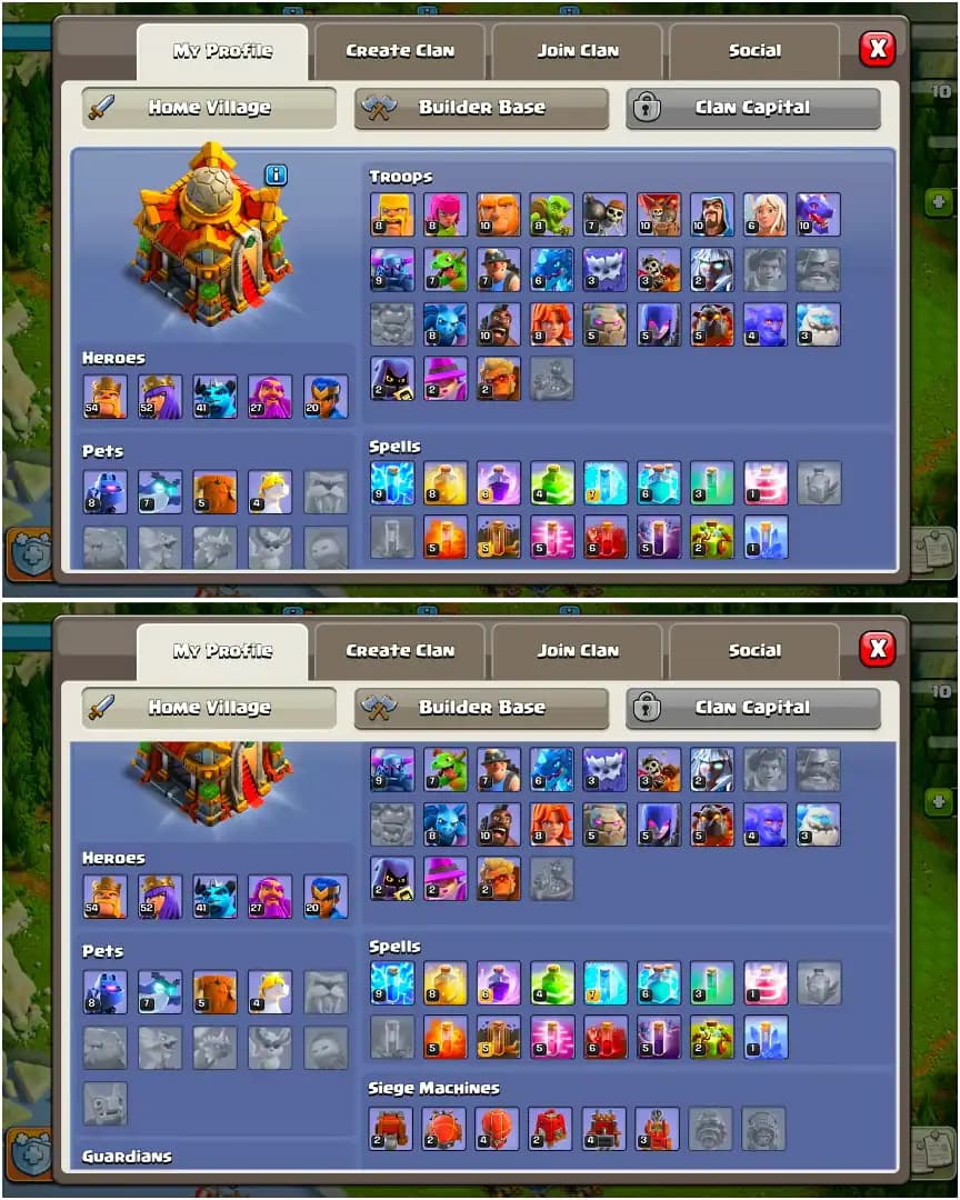 [EPIC: SN+SB+FB+EB] TH16 NEAR MAX | DARK WALL | HEROES: 54/52/41/27/20 | 7X SIEGE | NC YES | HIGH DFC | XP-163 | FULL ACCESS | 3X SKIN