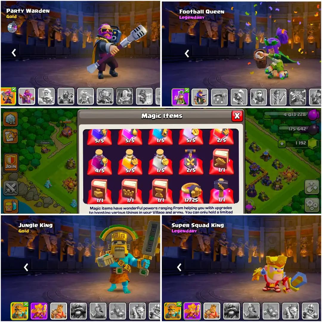[6 EPIC 20 LVL] BEST OFFER | TH17 NEAR MAX | NC FREE | HEROES: 65-81-39-58-30 | FULL MAGIC ITEMS | GOLDEN WALL | HIGH DFC | XP-150 | FULL ACCESS
