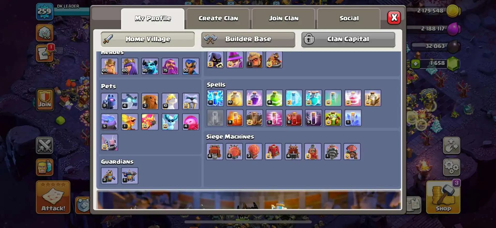 [Super Deal] Th18 Near Max | Good hero | 4 epic max | Heroes: 100-100-85-75-50 | Max Type Wall | Xp-259 | Paid Scenery | Full Access | High Dfc