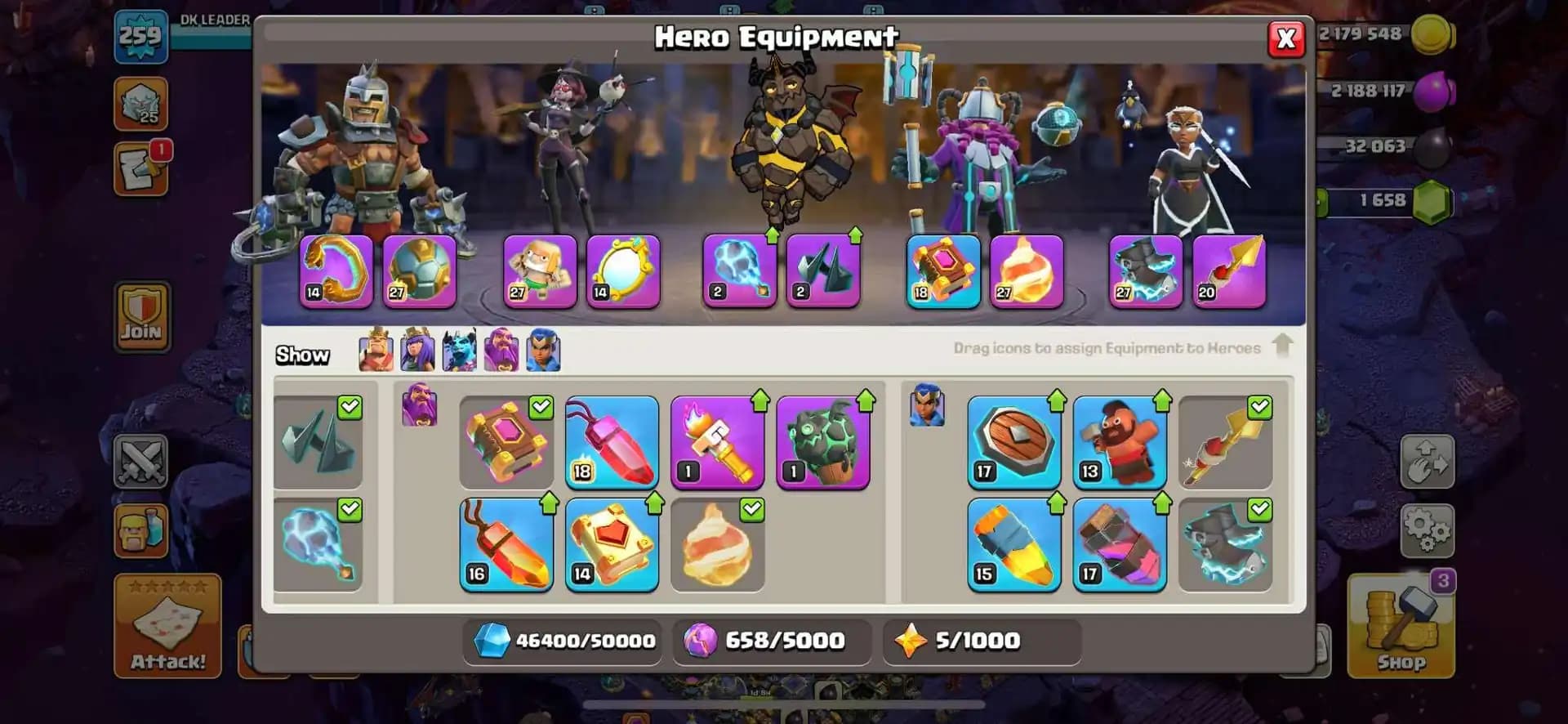 [Super Deal] Th18 Near Max | Good hero | 4 epic max | Heroes: 100-100-85-75-50 | Max Type Wall | Xp-259 | Paid Scenery | Full Access | High Dfc