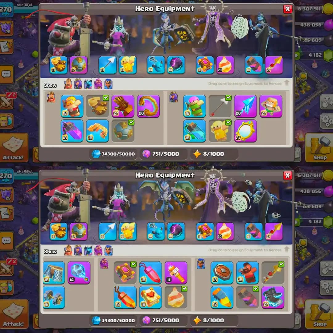 [Wow Deal] [5 Hero Max]➤Th18 Fully Max➤[34/34 Gear Equipment Max]➤[Full Set➾Cosmic Scenery & Skin]➤XP➾270➤[Free Nc]➤Full Ownership➤