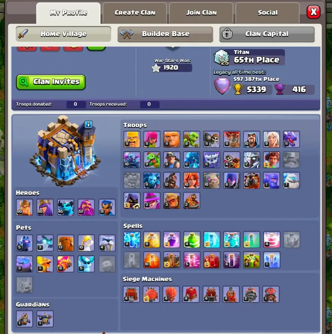 [SB+GG MAX] TH18 NEAR MAX ➤2 EPIC MAX ➤PURPEL WALL ➤HEROES: 80-80-45-52-31 ➤ALL EPIC ➤1920 WS ➤XP-215 ➤HIGH DFC ➤FULL ACCESS ➤HIGH PROFILE