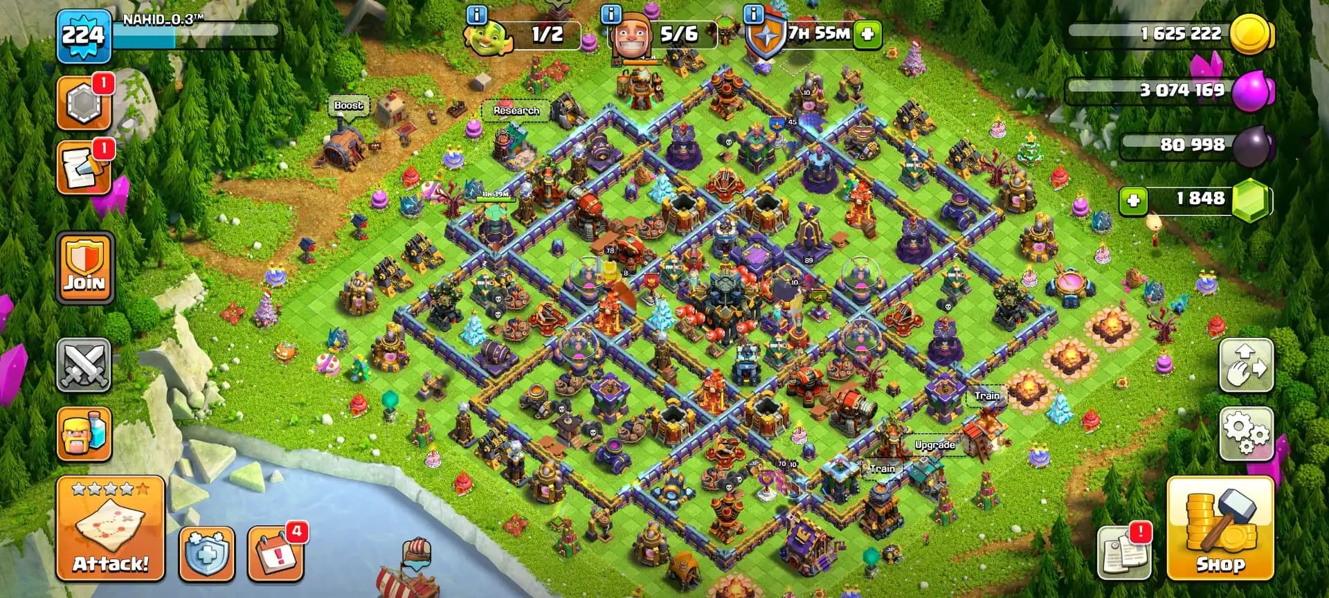 [ALL EPIC] TH17 NEAR MAX ➤PURPEL WALL ➤EPIC HIGH ➤ HEROES: 78-89-70-70-45 ➤XP-225 ➤1400 WS ➤HIGH DFC ➤NC YES ➤BEST TROOPS ➤ FULL ACCESS