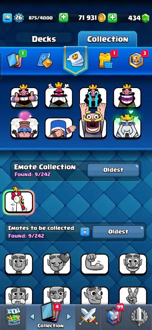 ACC LEVEL 26 | KT LEVEL 10 | ARENA 15 | Trophies 5000 | 92 Cards | 9 Emotes | Free Name Change | 1 Evolution | (Hero Obtainable)