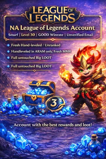 ⭐NA Account| Smurf | Level 30 |Hand-Leveled Aram Only| untouched Big LOOT| FRESH MMR| Unverified