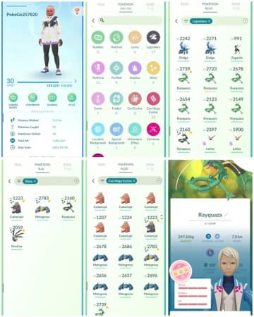 R24 | Level30 | Ultra Rare Mega Hundo Rayquaza | Shiny Rayquaza | 17 Legendary | 4 Shiny | Shiny Giratina | Rare Account - Global