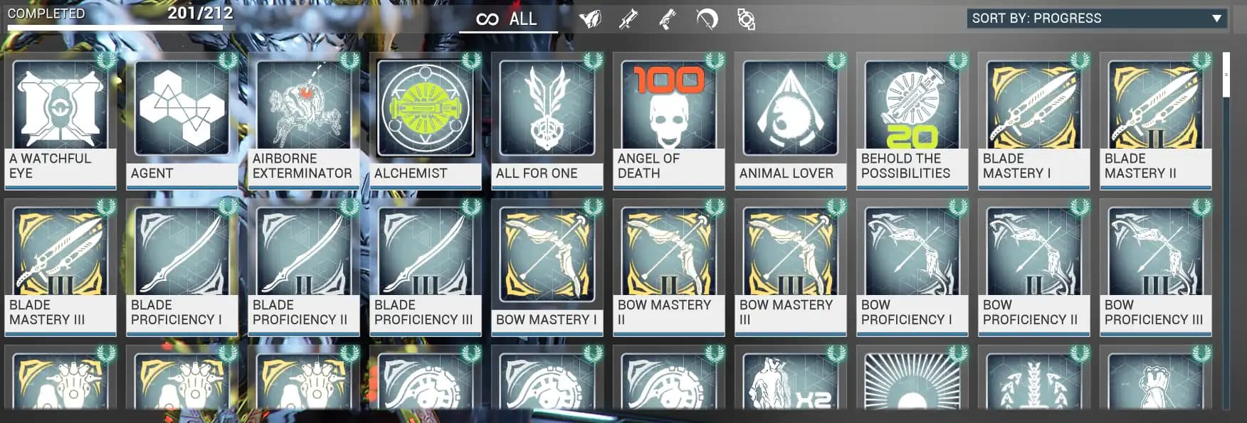 MR 30 |  ( 69 )Warframes  ( 212 ) Weapons ( 70 million ) Credits ( 121 ) Arcanes