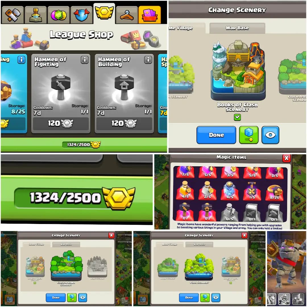 [NOTHING LEFT] TH14 FULL MAX | PAID SCENERY | 1300+ CWL MEDALS | HEROES: 85-85-60-60-30 | 10 EPIC AVL | XP-199 | 100% MAX | 9X SKIN | FULL ACCESS