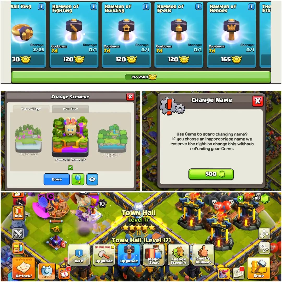 [100% MAX WALL & DFC] TH17 NEAR MAX | BEST DEAL [2 EPIC MAX] HEROES: 82-68-48-30 | NC YES | FULL ACCESS | 6B | XP-178 | JOSS EPIC & PROFILE