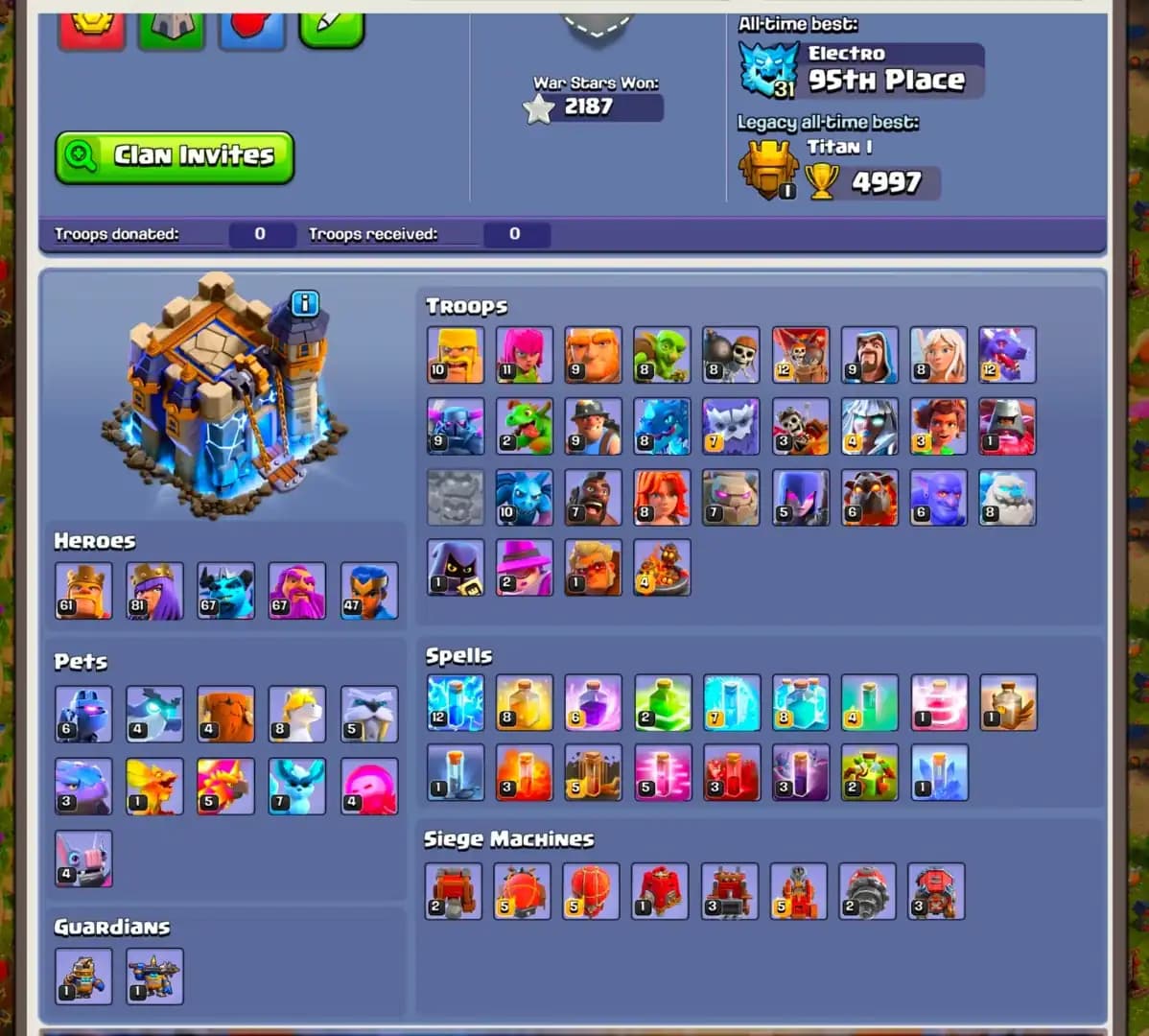 [OLD OBSTACLES] TH18 NEAR MAX [2 EPIC MAX] 2187 WS | HEROES: 61-81-67-67-47 | NC YES | XP-230 | 8X SKIN | SCENERY | FULL ACCESS | HIGH DFC