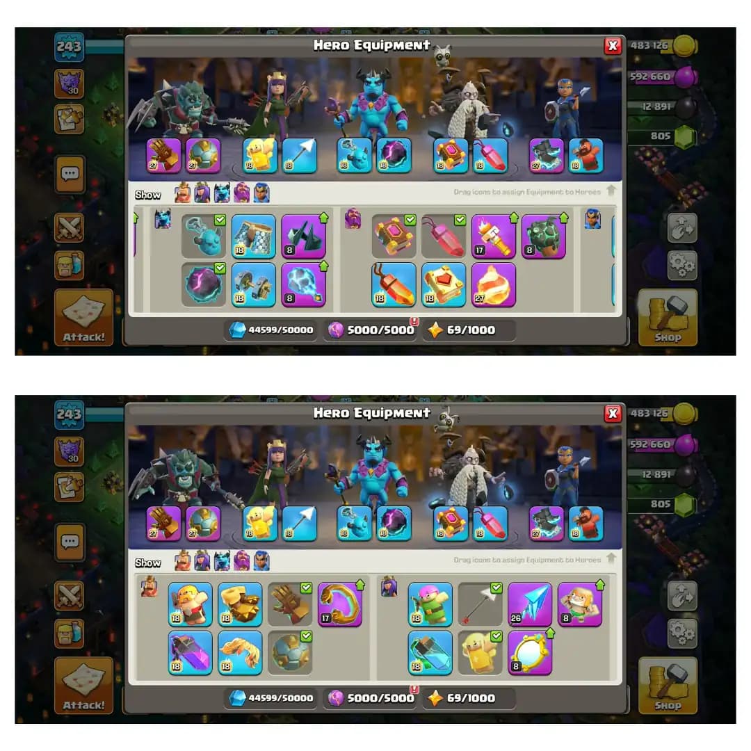 [Super Deal] Th17 Near Max  ➺Hero:92-105-92-84-80-55 ➺5 Epic Max ➺125X Walls Max ➺NC 500 ➺Buyer Mail ➺Max BH10 ➺XP-243 [Full Access]