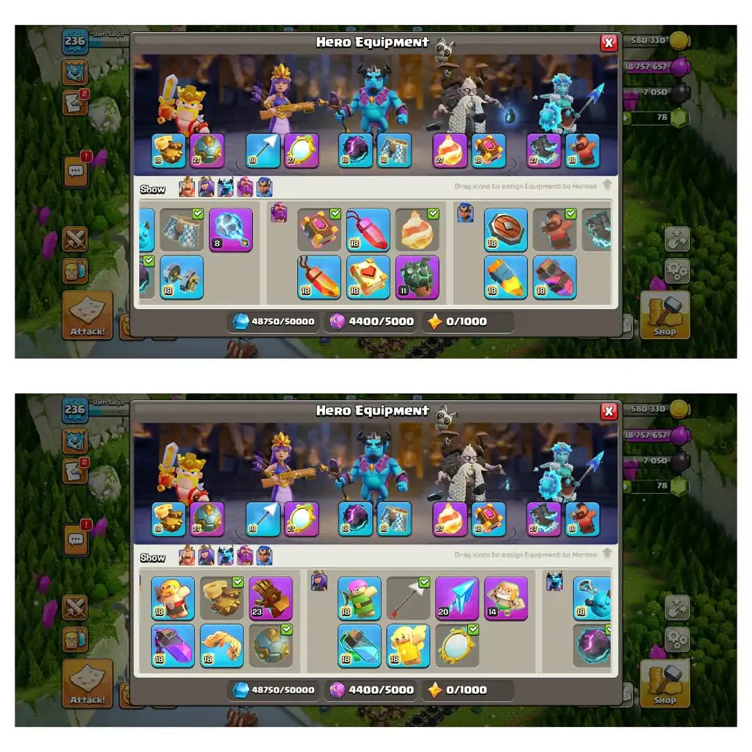[Very Top Deal] Th18 Near Max ➺Hero:105-105-80-80-55 ➺Full Max Army ➺125 Walls Max ➺5 Epic Max ➺1856WS ➺Max BH10 | Full Access