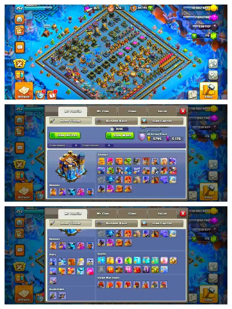 [BEST DEAL] EXP-252 ➤TH18 ALMOST MAX➤TH18 3 HERO & 8 EPIC MAX ➤HEROS- 105-105-94-80-54➤13 EPIC EQUIPMENT ➤NC- 1000➤LOTS OF SKINS [FULL ACCESS]